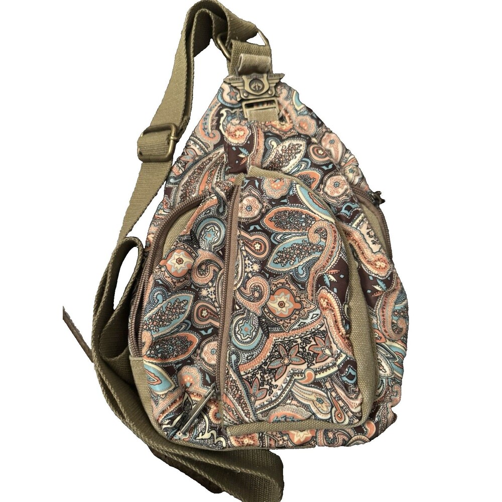 Sling Bag, Canvas Paisley 5 Pocket Crossbody Purse Y2K Festival